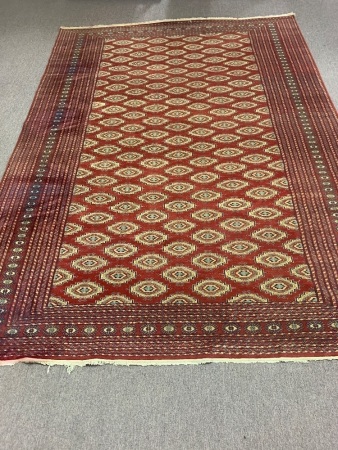 Large Vintage Finely Hand Knotted Persian Wool Rug in Red, Blue and Cream