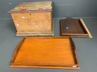 Asstd Timber Lot inc. Vintage Glory Box + 2 Vintage Trays - 2