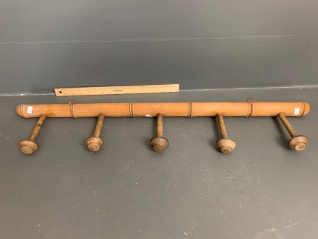 Vintage French Faux Bamboo Turned Timber Hat/Coat Rack