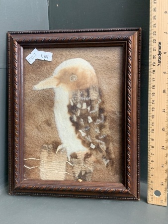 Vintage Framed Wool Picture of a Kookaburra