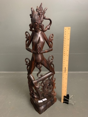 Vintage Balinese Intricately Carved Coromandel Wood Deity