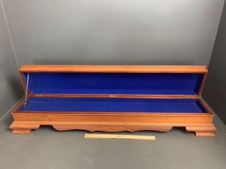 Unusual Long Narrow Felt Lined Mahogany Display Box