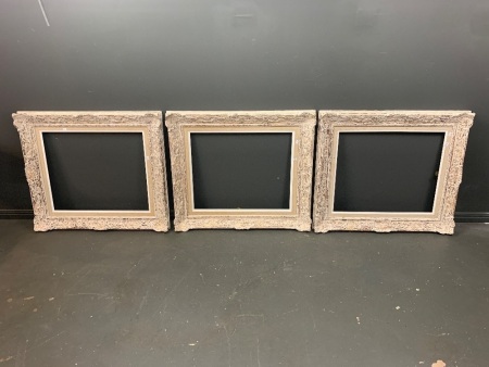 3 x Large Matching Vintage Timber and Gesso Frames