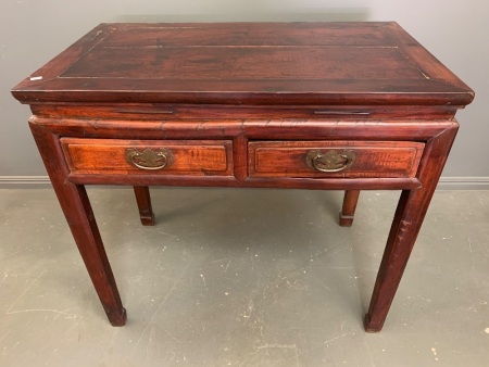 Antique Chinese Elm 2 Drawer Desk/Side Table