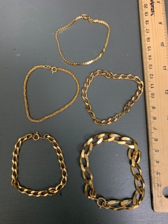 Lot of 5 Asstd 18ct Gold Plated Bracelets