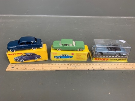 3 x Dinky Collectors Cars in Original Boxes - Aston Martin - Ford Vedette 54 - Chevrolet Corvair