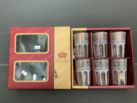 6 x Vintage DeLuxe Cut Lead Crystal Glasses in Original Box