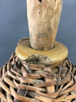 Vintage Stone Flagon in Cane Basket - 2