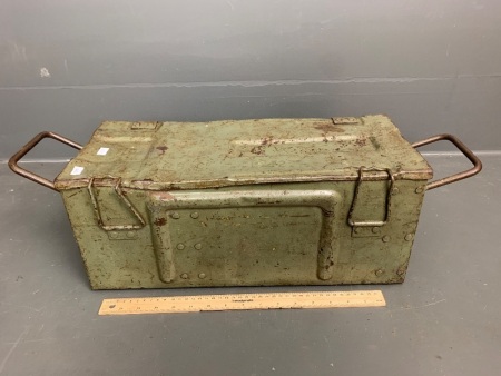 Vintage 1942 Stamped Steel Ammo Box