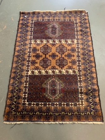 Vintage Hand Knotted Mid Eastern Wool Rug - Some Wear