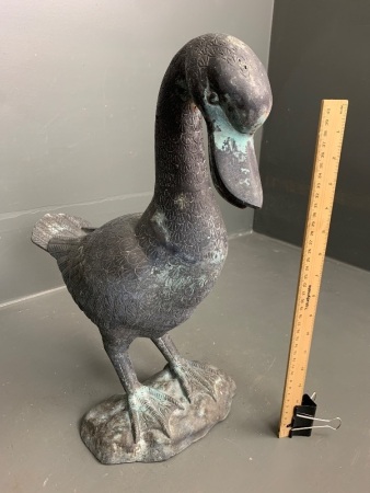 Large Verdigris Brass Garden Duck