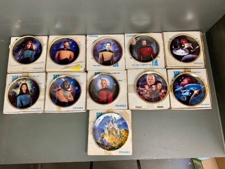 Set of 10 c1990's Hamilton Collection Ster Trek The Next Generation 5th Anniversary Numbered Collectors Plates in Original Boxes with Certificates