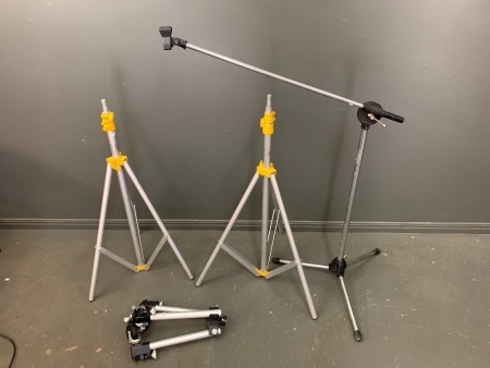 Asstd Lot of 4 Photographic Tripods - 1 on Wheels