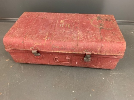 Large Vintage Steel Trunk with Brass Locks from Anthony Hordern & Sons Sydney