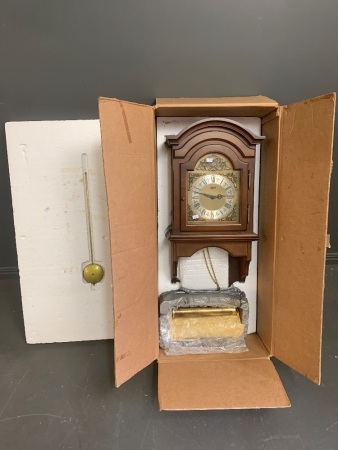 Hermle Walnut Pendulum Wall Clock with Brass Wights in Original Box