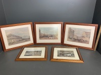 3 x Timber Framed Prints of Hong Kong Scenes from 1846 + 2 Framed Vintage Photo Prints of Portpatrick