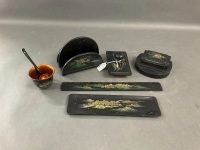 6 Piece Vintage Lacquerware Desk Set