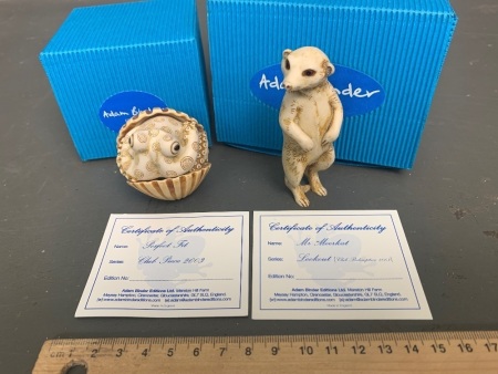 Adam Binder Editions Mr Meerkat and Perfect Fit Octopus Figurines in Boxes