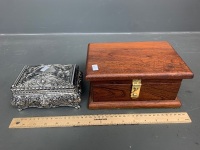 As New Heavy Plated Jewellery Box + Red Cedar Trinket Box with Brass Catch