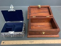 As New Heavy Plated Jewellery Box + Red Cedar Trinket Box with Brass Catch - 2