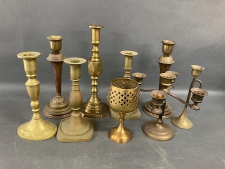 Collection of Vintage Brass Candlesticks