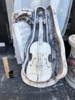 Concrete Garden Statue of Violin & Music