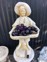 2 Piece Fruit Seller Statue with Grapes - 2