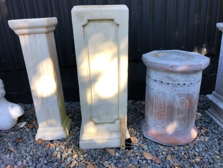 3 Assorted Garden Plinths