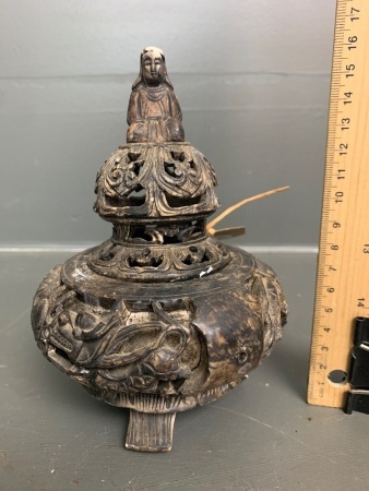 Vintage Intricately Carved Vietnamese Soapstone Incense Burner