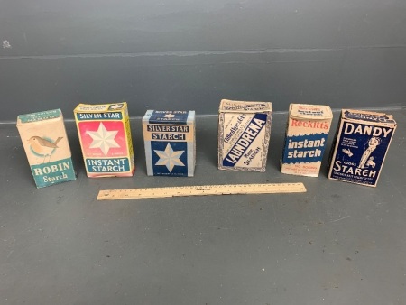 6 Vintage Packets of Starch with Contents