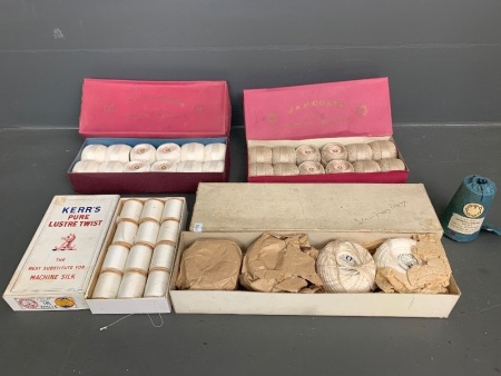 Collection of Unused Boxes of Crochet, Knitting and Sewing Cottons