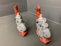 2 Matching Afendulis Ceramic Koala Decanters - 2