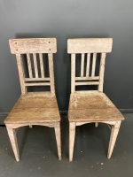 Pair of Antique French Hand Jointed Farmhouse Chairs