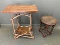 Bush Timber Side Table + Oak Barley Twist Side Table