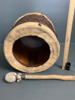 Timber and Leather Tribal Style Drum and Stick - 2