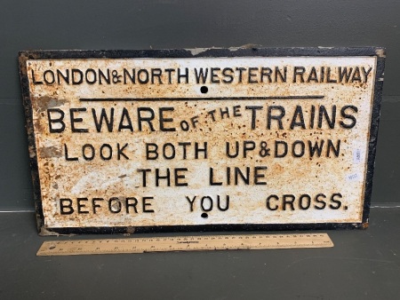 Large Heavy Cast Iron London and and North Western Railway Crossing Sign