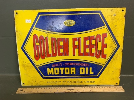 Heavy Enamelled Steel Golden Fleece Motor Oil Wall Sign