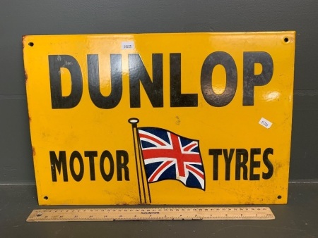 Heavy Enamelled Steel Dunlop Motor Tyres Sign