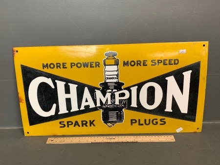 Heavy Enamelled Steel Champion Spark Plugs Wall Sign