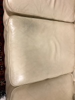 3 Seat + 1 Seat White Leather Chesterfields - 4