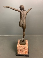 1920's Style Costumed Dancing Figuring on Ochre and Grey Marble Base - 5