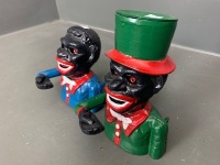 2 Contemporary Cast Iron Caricature Money Boxes - 2