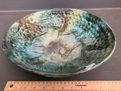 Mid Century Large Italian Pottery Bowl - Sea Garden - Alvino Bagni for Raymor