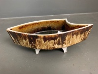 Mid Century Japanese Curvy Pottery Planter/Bowl by Yamesan Ikebana - 4