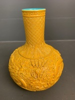 Heavy Majoilica Style Glazed Chinese Dragon Vase with Signature Panel to Neck - 5