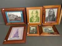 Collection of 6 Timber Framed Photographic Prints of Native American Indians