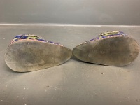 Pair of 1960's Enamelled Ceramic Chinese Slippers with Silver Mounts - Marked to Base - 6