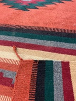 Woven Patterned Rug in Pinks and Greens - 2