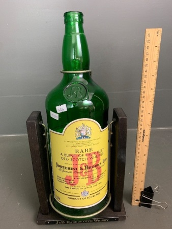 Vintage 3 Litre J&B Rare Scotch Bottle in Timber Cradle - No Lid