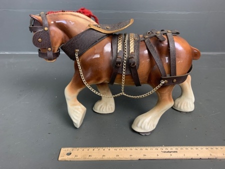 Large Vintage Ceramic Staffordshire Horse with Livery